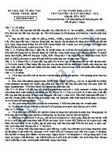 Kỳ thi tuyển sinh lớp 1 THPT chuyên Lê Quý Đôn năm 2013 môn thi Hóa học